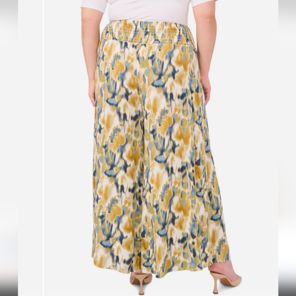 Vince Camuto Wide Leg Challis Pants - 1X, Watercolor Print NWT - Picture 5 of 5
